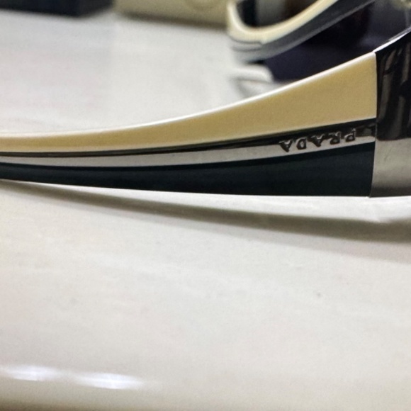 PRADA Wrap Sunglasses Black and Ivory - Picture 10 of 11
